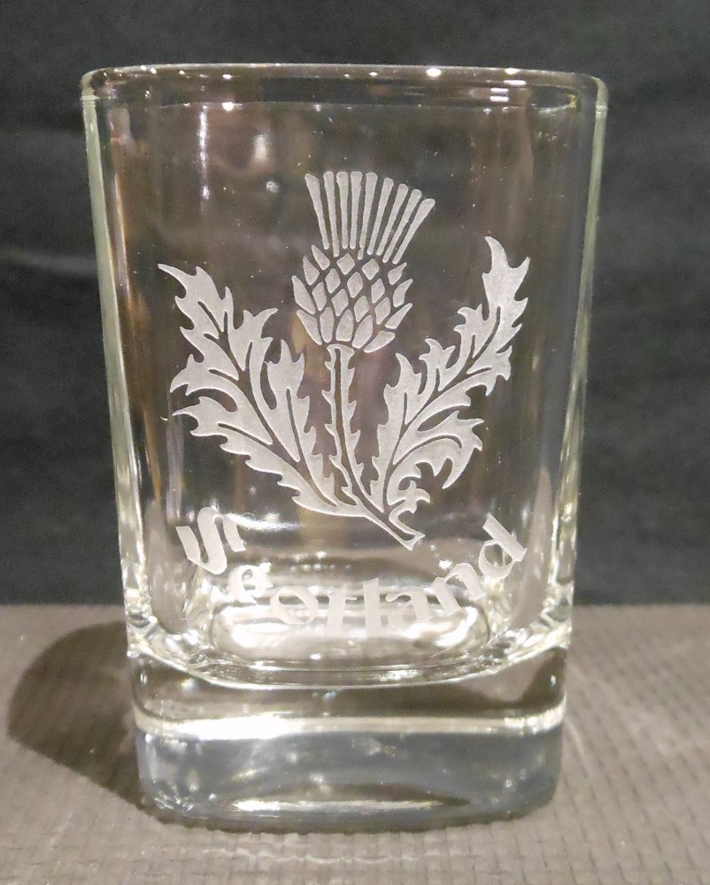 burns crystal dram shot thistle glass